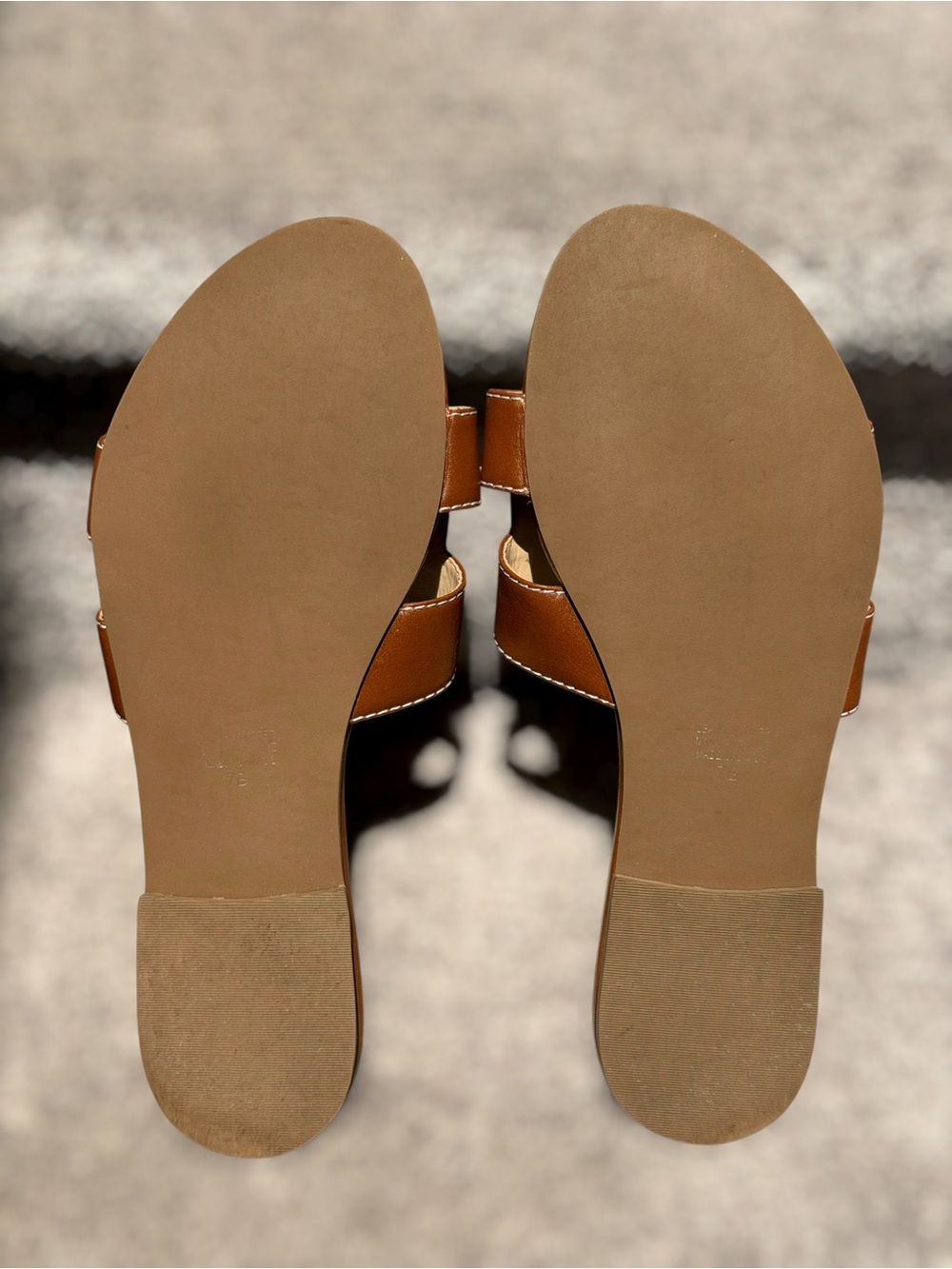 French Sole Alibi Leather Slide Sandals Cognac H Cutout Beach Summer Vacation - Picture 6 of 8